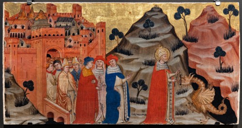 “ Pope St. Sylvester defeats the dragon of the tarpeian rock”, by Battista da Vicenza