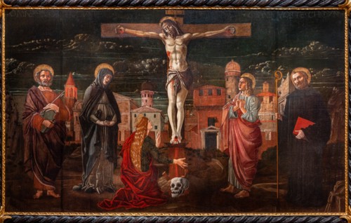 “Crucified Christ among St. Peter, the Virgin, Mary Magdalene, St. John the apostle and St. Benedict”, by Master of St. Peter in Vicenza