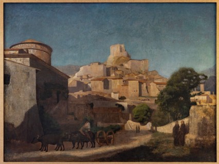“Village in Lazio”, attributed to Jean Baptiste Camille Corot