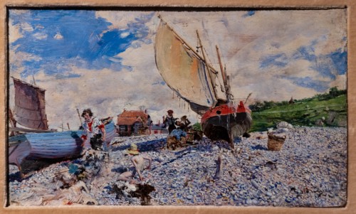 “The Beach at Etretat” by Giovanni Boldini