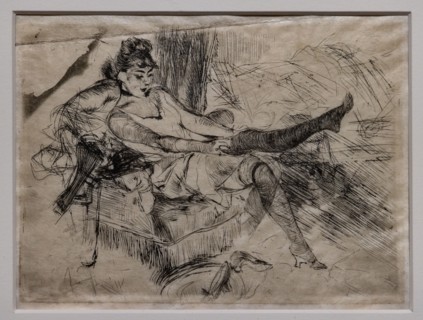 “A Young Woman  putting on her stockings” by Giovanni Boldini
