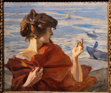 “On the Dock in Venice” by Ettore Tito