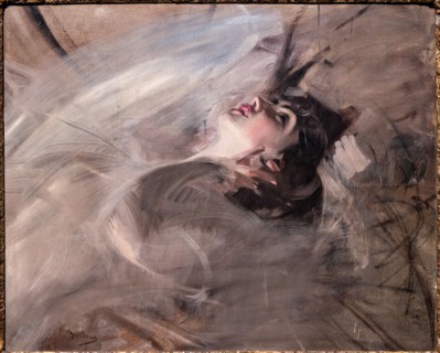 “Half Length of Young Woman lying down” by Giovanni Boldini