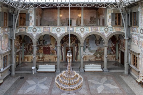 Medici Villa La Petraia: view of the central courtyard, with frescoes by Cosimo Daddi and