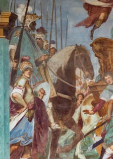Medici Villa La Petraia, courtyard: “Triumphal entry of Cosimo I into Siena”, fresco from the cycle