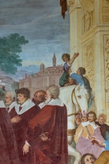 Medici Villa La Petraia, courtyard: “Triumphal entry of Cosimo I into Siena”, fresco from the cycle