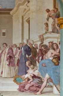 Medici Villa La Petraia, courtyard: “Cosimo II receives the winners of the Bona's feat”, fresco