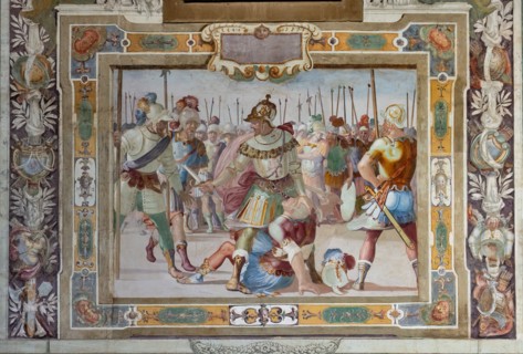 Medici Villa La Petraia, courtyard: “Battle scene”, one of the panels from the cycle of the “Deeds