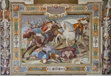 Medici Villa La Petraia, courtyard: “Battle scene”, one of the panels from the cycle of the “Deeds