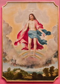 Bergamo, Bernareggi Museum: "Trinity" by Lorenzo Lotto (1524). Jesus is represented in in the sky