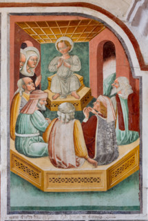 Clusone, Oratory of Disciplini or St. Bernardino, interior, frescoes representing the life of