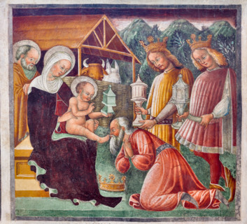 Clusone, Oratory of Disciplini or St. Bernardino, interior, frescoes representing the life of
