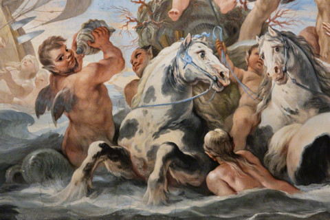 Palazzo Medici Riccardi, Galleria degli specchi (o Sala Luca Giordano): “Nettuno e Anfitrite”,
