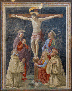 “Crocifissione di Cristo tra la Madonna, san Benedetto, san Giovanni Evangelista e san Romualdo”,