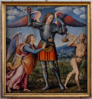 “St Michael Archangel”, by Antonio del Ceraiolo, oil on panel from the Church of SS Annunziata,