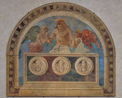 “Dead Christ among angels" by Andrea del Castagno, 1447, fresco located in the refectory of the