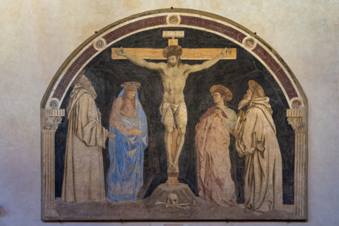 “Crucifixion by Andrea del Castagno, 1453-5, fresco located in the refectory of the monastery of