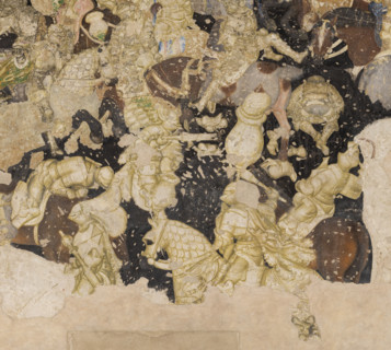 Palazzo Ducale, Pisanello room, south-east wall: “Tournament-Battle of Louvezerp”, 1430-1433, by