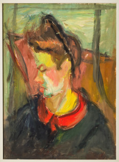 “Figura” di Pompeo Vecchiati (1911 - 1985).
Olio su tela 57,5 x 42,5.
Collezione Assicoop Unipol,