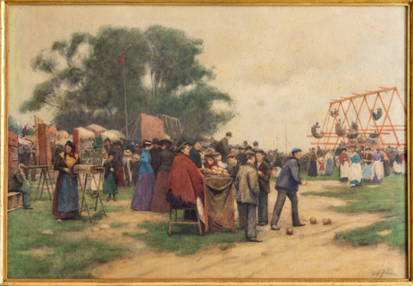 “Parco dei divertimenti” di Alberto Pisa (Ferrara, 1864-1930), acquerello su cartone, cm. 56,5 x 81