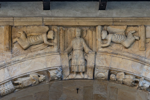 Fidenza, duomo (Cattedrale di San Donnino), facciata, portale maggiore: dettaglio dell’archivolto