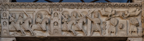 Fidenza, duomo (Cattedrale di San Donnino), facciata, portale maggiore: dettaglio dell’archivolto