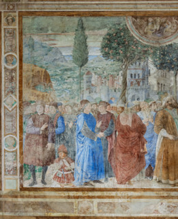 Pisa, Monumental Cemetery: 
 “Construction of the Tower of Babel”, frescoes by Benozzo Gozzoli,