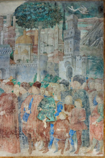 Pisa, Monumental Cemetery: 
 “Construction of the Tower of Babel”, frescoes by Benozzo Gozzoli,
