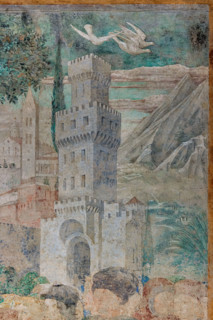 Pisa, Monumental Cemetery: 
 “Construction of the Tower of Babel”, frescoes by Benozzo Gozzoli,