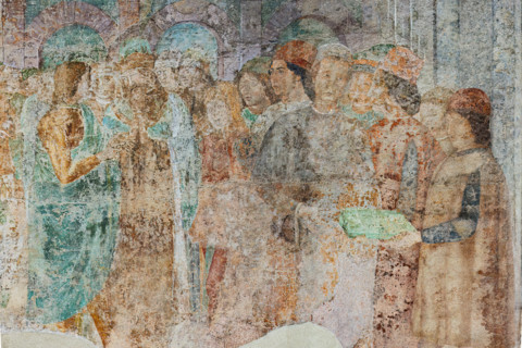 Pisa, Monumental Cemetery: 
 "Joseph at the Court of Pharaoh”, frescoes by Benozzo Gozzoli, 1477