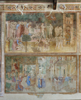Pisa, Monumental Cemetery: 
above: “Stories of Adam and Eve”, frescoes by Piero di Puccio -