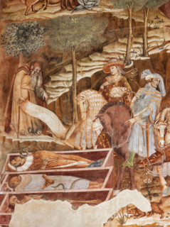 Pisa, Monumental Cemetery: "Triumph of Death," detail of the frescoes by Buonamico Buffalmacco,