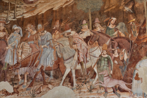 Pisa, Monumental Cemetery: "Triumph of Death," detail of the frescoes by Buonamico Buffalmacco,
