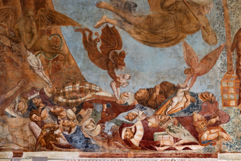 Pisa, Monumental Cemetery: "Triumph of Death," detail of the frescoes by Buonamico Buffalmacco,