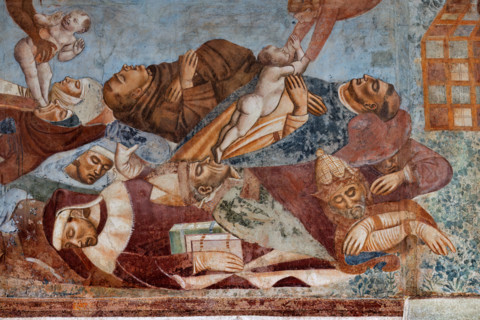 Pisa, Monumental Cemetery: "Triumph of Death," detail of the frescoes by Buonamico Buffalmacco,
