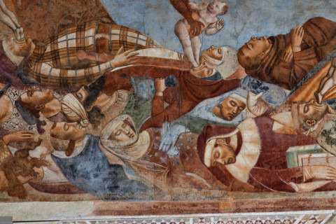 Pisa, Monumental Cemetery: "Triumph of Death," detail of the frescoes by Buonamico Buffalmacco,