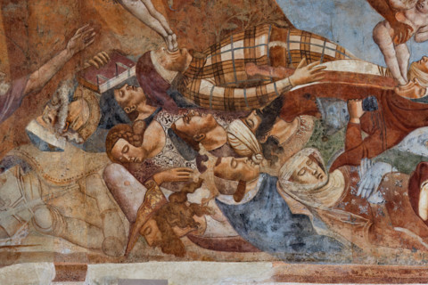 Pisa, Monumental Cemetery: "Triumph of Death," detail of the frescoes by Buonamico Buffalmacco,