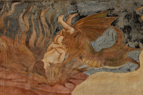 Pisa, Monumental Cemetery: "Triumph of Death," detail of the frescoes by Buonamico Buffalmacco,