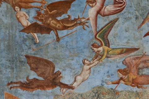 Pisa, Monumental Cemetery: "Triumph of Death," detail of the frescoes by Buonamico Buffalmacco,