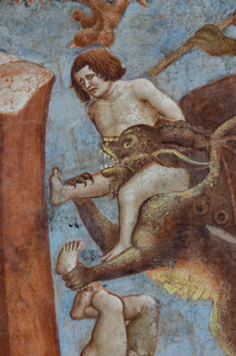Pisa, Monumental Cemetery: "Triumph of Death," detail of the frescoes by Buonamico Buffalmacco,