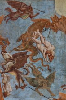 Pisa, Monumental Cemetery: "Triumph of Death," detail of the frescoes by Buonamico Buffalmacco,