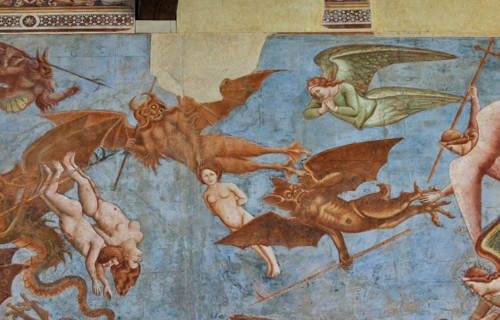 Pisa, Monumental Cemetery: "Triumph of Death," detail of the frescoes by Buonamico Buffalmacco,