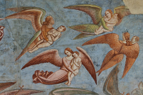Pisa, Monumental Cemetery: "Triumph of Death," detail of the frescoes by Buonamico Buffalmacco,