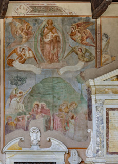 Pisa, Camposanto monumentale, parete est:
“Ascensione”.  Affreschi di Buonamico Buffalmacco,