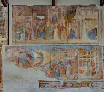 Pisa, Camposanto monumentale:
in alto “Conversione di San Ranieri”, affresco di Andrea di