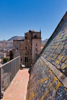 Palermo, The Royal Palace or Palazzo dei Normanni (Palace of the Normans): the Porta Nuova Tower.