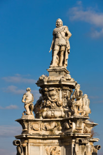 Palermo, the Parliament Square: The Marble Theatre, monument to Philip V, facing The royal Palace