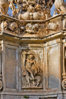 Palermo, the Parliament Square: The Marble Theatre, monument to Philip V, facing The royal Palace