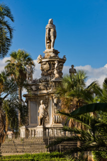 Palermo, the Parliament Square: The Marble Theatre, monument to Philip V, facing The royal Palace