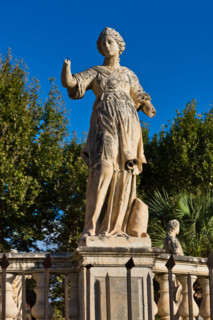 Palermo, the Parliament Square: The Marble Theatre, monument to Philip V, facing The royal Palace